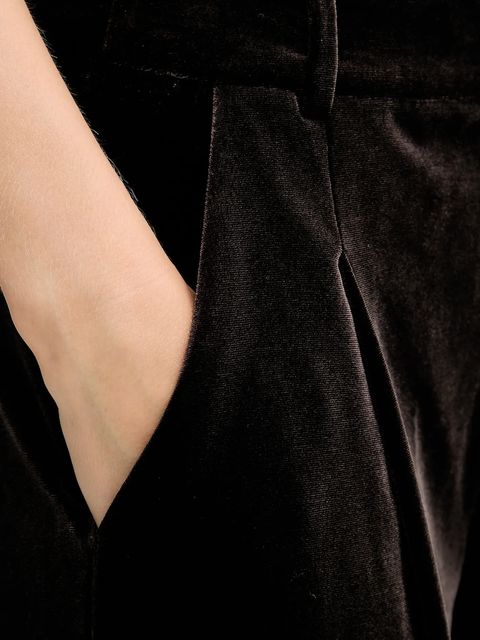 Gestuz spodnie welurowe damskie kolor brązowy szerokie high waist 10910718