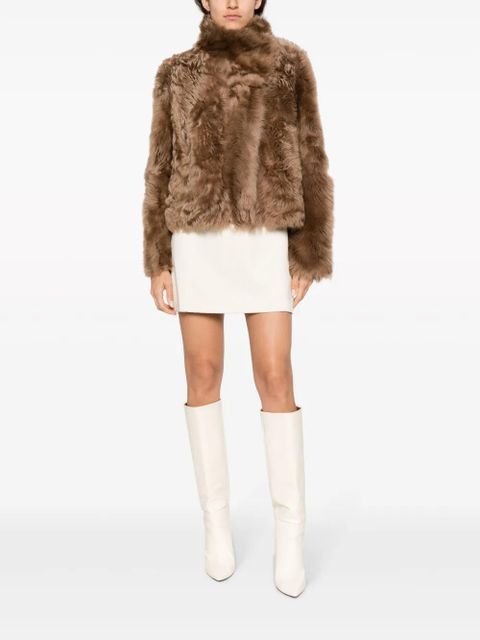 Yves Salomon shearling stand up-collar jacket - Brown - zdjęcie produktu nr 2