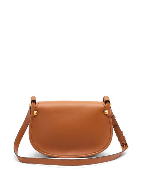 Valentino Garavani Flaneuse studded buckle-strap leather shoulder bag - Brown - zdjęcie produktu nr 2