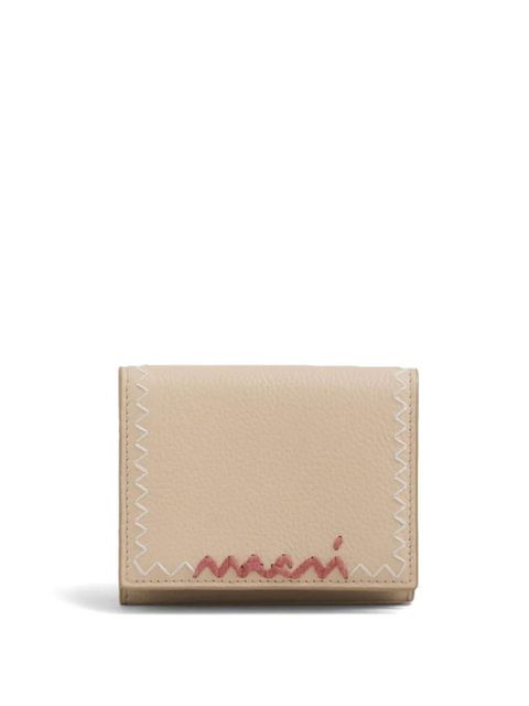 Marni logo-embroidered leather wallet - Neutrals - zdjęcie produktu nr 1