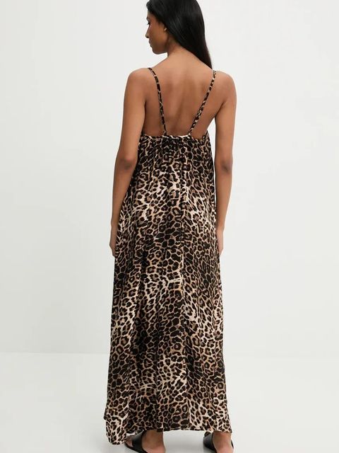 Answear.LAB sukienka kolor brązowy maxi rozkloszowana