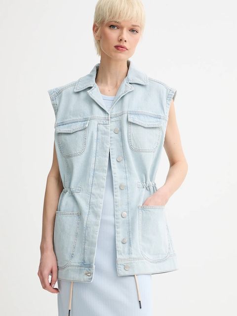 MUNTHE bezrękawnik jeansowy USAMI damski kolor niebieski przejściowy 255151225502 - zdjęcie produktu nr 1