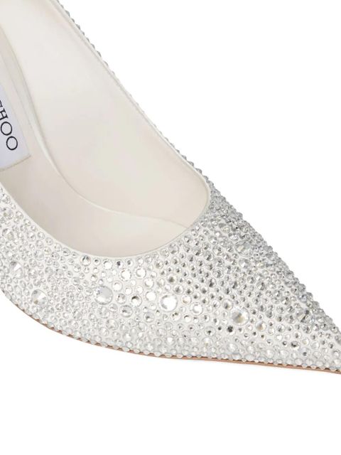 Jimmy Choo 100mm Love crystal-embellished pointed pumps - Silver
