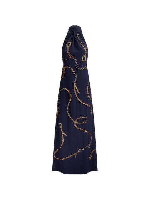 Lauren Ralph Lauren sequin-embellished halter-neck maxi dress - Blue - zdjęcie produktu nr 1
