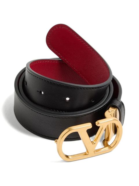 Valentino Garavani VLogo Signature reversible shiny calfskin belt - 30mm / 1.2 in. - Black - zdjęcie produktu nr 2