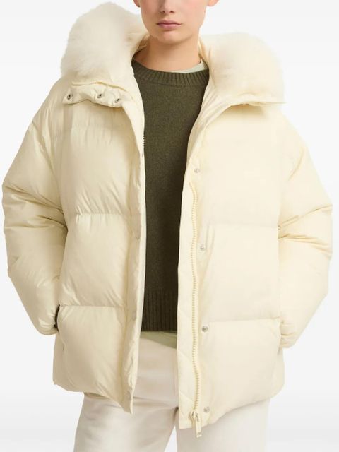 Yves Salomon lambswool-trimmed hooded jacket - Neutrals