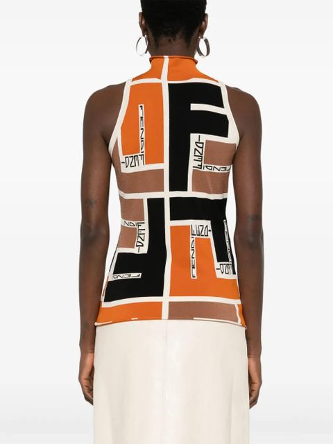 FENDI FF Puzzle print knitted top - Orange