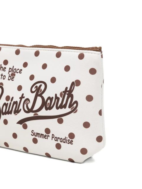 MC2 Saint Barth Aline polka dot logo-print clutch bag - Neutrals
