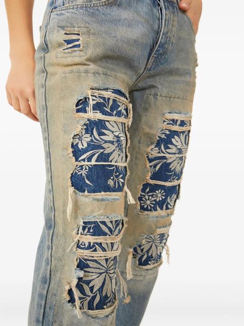 Free People floral-print distressed jeans - Blue