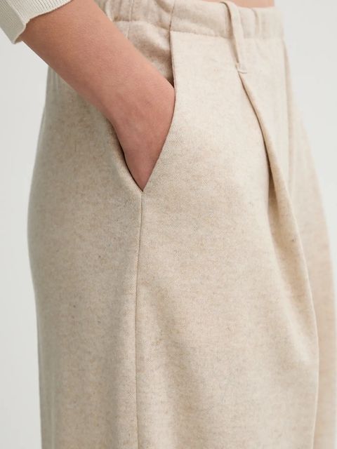 Liviana Conti spodnie z dodatkiem kaszmiru damskie kolor beżowy szerokie high waist L5WN37
