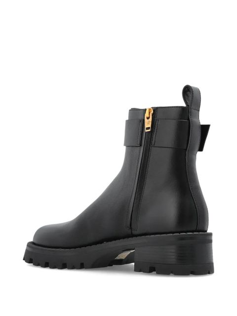 Versace V-Ankle buckle-detail boots - Black