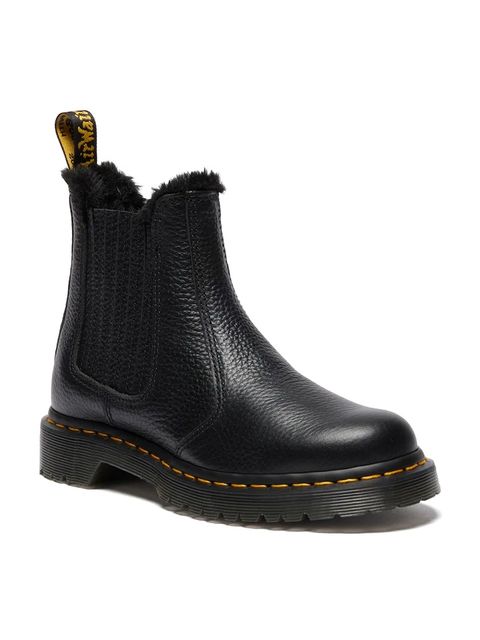 Dr. Martens sztyblety skórzane 2976 Leonore II damskie kolor czarny na platformie lekko ocieplone DM41416001