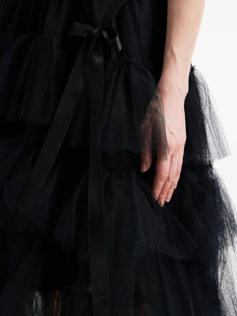 Simone Rocha tiered ribbon midi skirt - Black