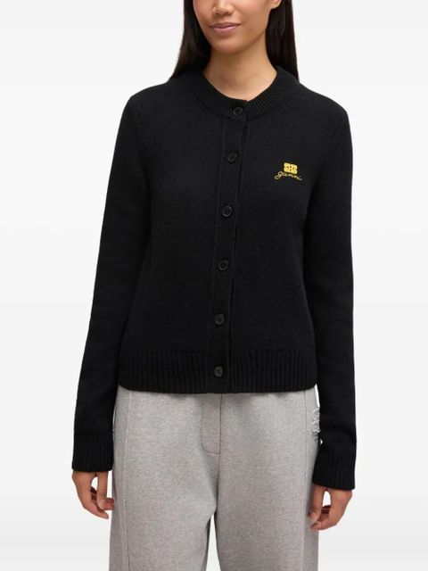 GANNI logo-embroidered cardigan - Black