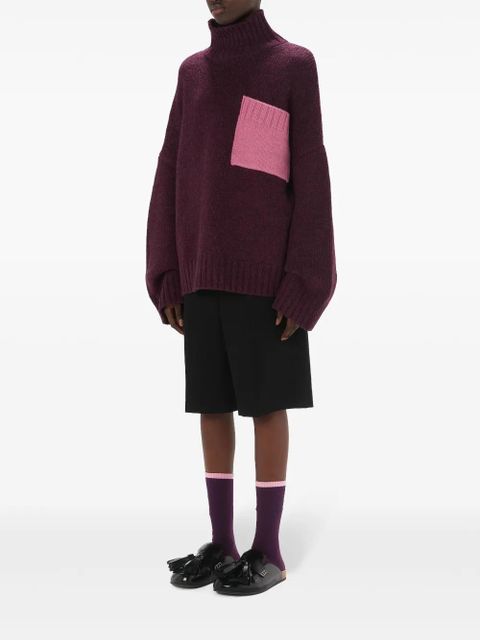 JW Anderson contrast-pocket ribbed-knit jumper - Purple