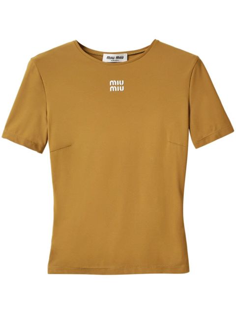 Miu Miu logo-appliquéd T-shirt - Green - zdjęcie produktu nr 1