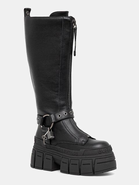 Buffalo kozaki Gospher Biker Hi kolor czarny na platformie 1270131-BLK - zdjęcie produktu nr 1