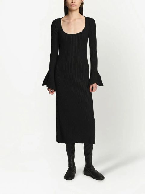 Proenza Schouler ribbed-knit flute-sleeved dress - Black - zdjęcie produktu nr 2