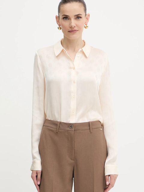 Guess koszula MARTHE damska kolor beżowy regular z kołnierzykiem klasycznym W5YH1A WHCR2 - zdjęcie produktu nr 1