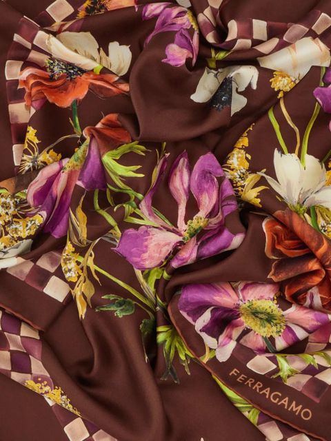 Ferragamo Fiori-print silk scarf - Red - zdjęcie produktu nr 2