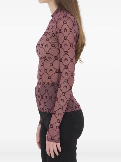 Marine Serre moon-print high-neck T-shirt - Red - zdjęcie produktu nr 2