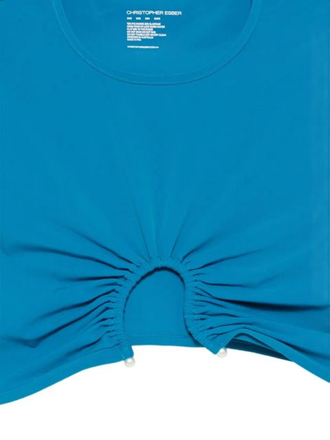 Christopher Esber pearl-embellished gathered top - Blue