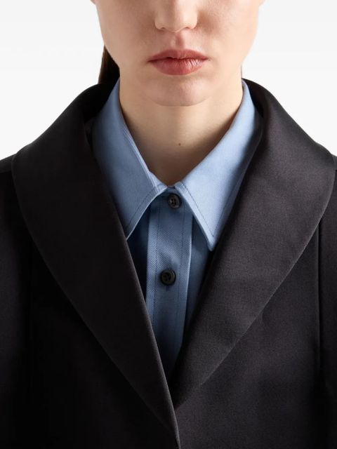 Prada single-breasted double satin coat - Black