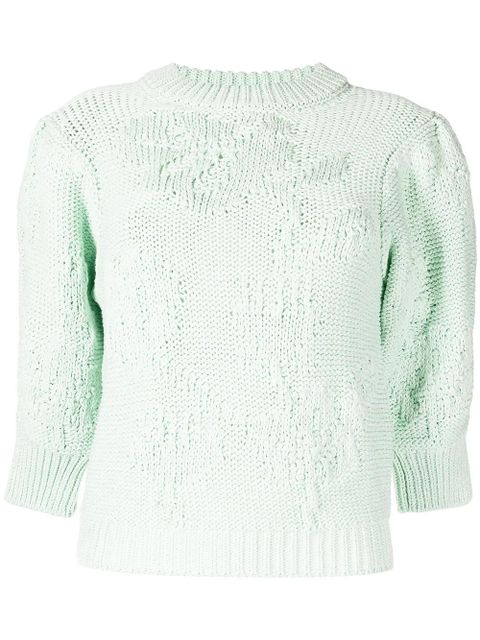 Cecilie Bahnsen chunky-knit organic cotton jumper - Green - zdjęcie produktu nr 1