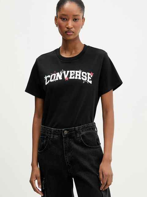 Converse t-shirt bawełniany damski kolor czarny CVW5T026 - zdjęcie produktu nr 1