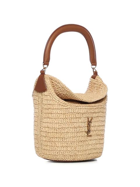 Saint Laurent Gaby raffia bucket bag - Neutrals