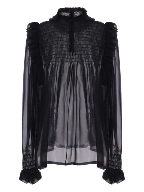 Saint Laurent semi-sheer crepe blouse - Black - zdjęcie produktu nr 2