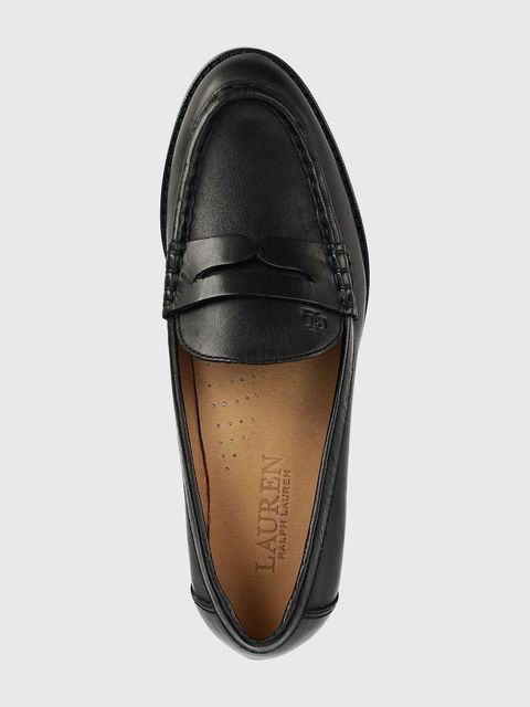 Lauren Ralph Lauren mokasyny skórzane Wynnie damskie kolor czarny na płaskim obcasie 802875318001