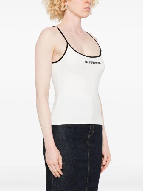 Self-Portrait stretch-cotton tank top - White