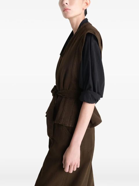 LEMAIRE V-neck belted chasuble vest - Brown