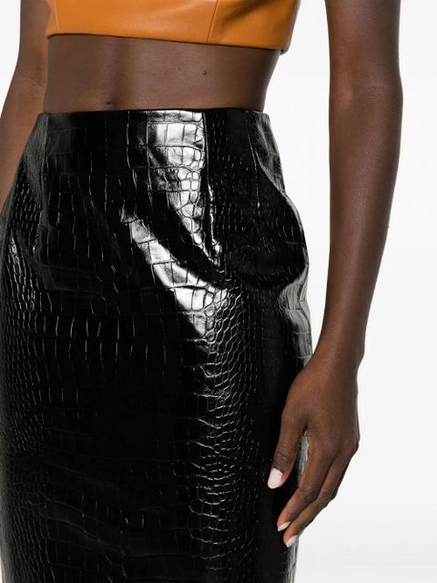 Versace crocodile-embossed midi skirt - Black