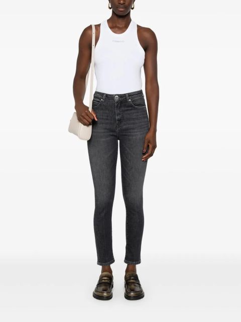 PINKO logo ribbed tank top - White