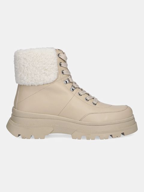 BOSS botki Foster damskie kolor beżowy na płaskim obcasie ocieplone 50552767 - zdjęcie produktu nr 2