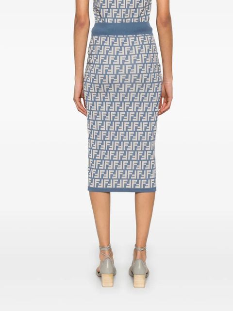 FENDI FF-jacquard midi skirt - Blue