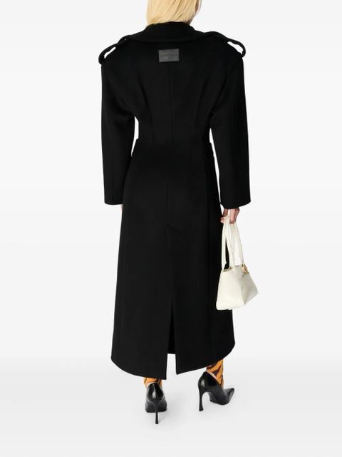 Marine Serre wool single-breasted coat - Black