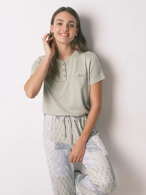 women'secret komplet piżamowy damska kolor zielony 3592473