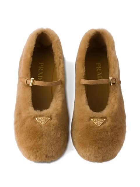 Prada shearling ballet flats - Brown