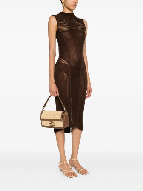 FENDI Baguette macramé-detail shoulder bag - Neutrals