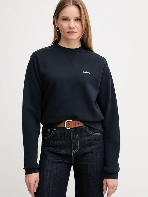 Barbour bluza bawełniana damska kolor granatowy gładka LOL0623 - zdjęcie produktu nr 1