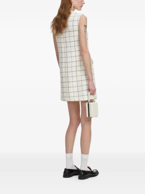 Self-Portrait check button mini dress - White
