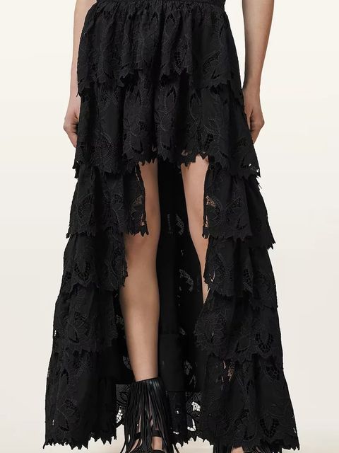 AllSaints spódnica CAVARLY kolor czarny maxi rozkloszowana W096RC - zdjęcie produktu nr 2