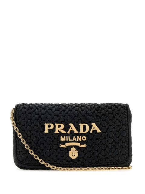 Prada triangle-logo woven shoulder bag - Black - zdjęcie produktu nr 1