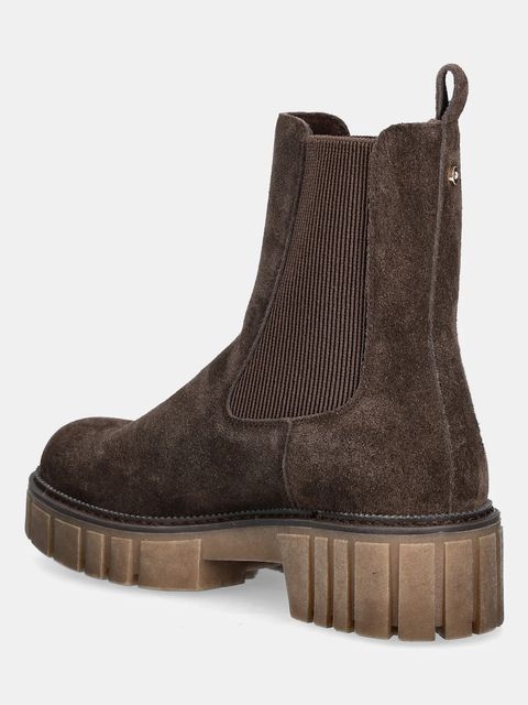 Medicine botki zamszowe kolor brązowy na platformie