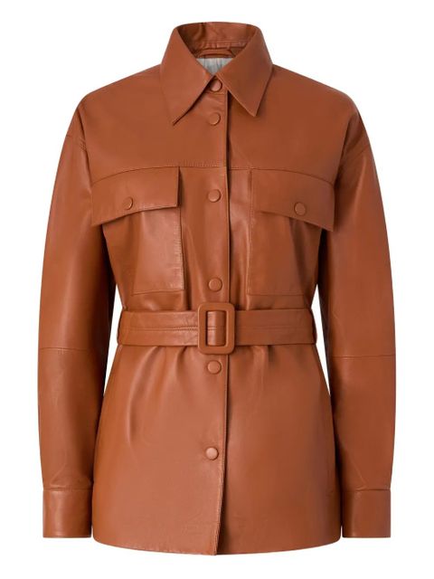 PINKO belted leather jacket - Brown - zdjęcie produktu nr 1
