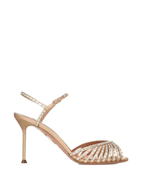 Aquazzura Hold Me embellished stiletto sandals - Neutrals - zdjęcie produktu nr 1