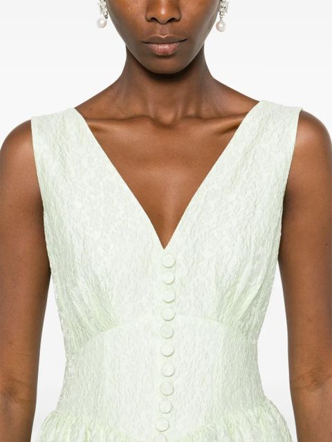 Self-Portrait brocade-effect tiered dress - Green